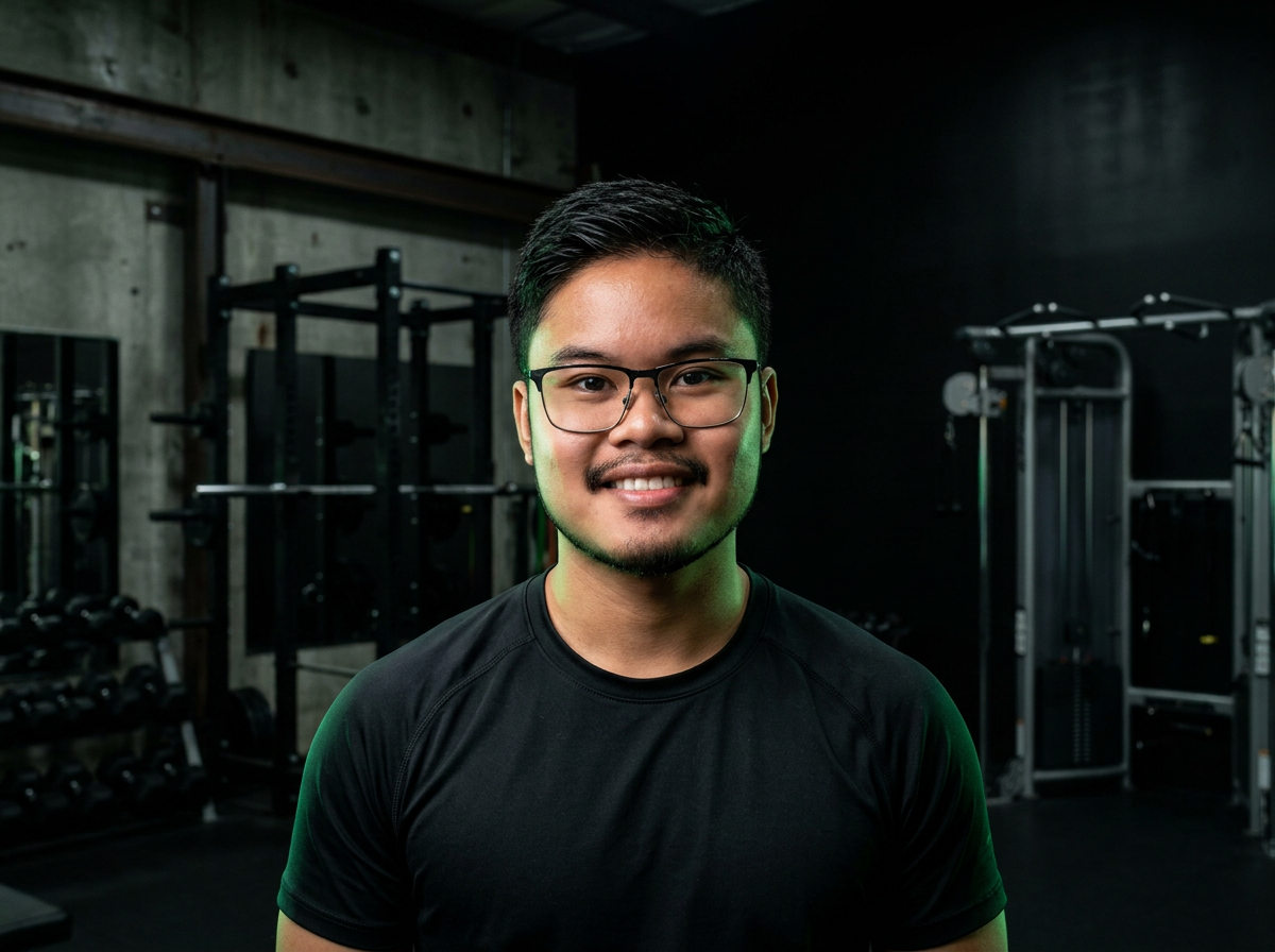 Atlet i mörk gym-miljö
